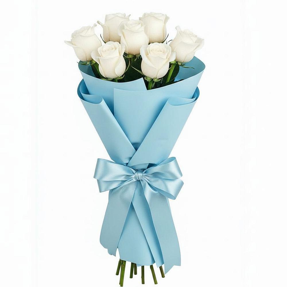 Букет 7 белых роз Проуд в Зональной Станции