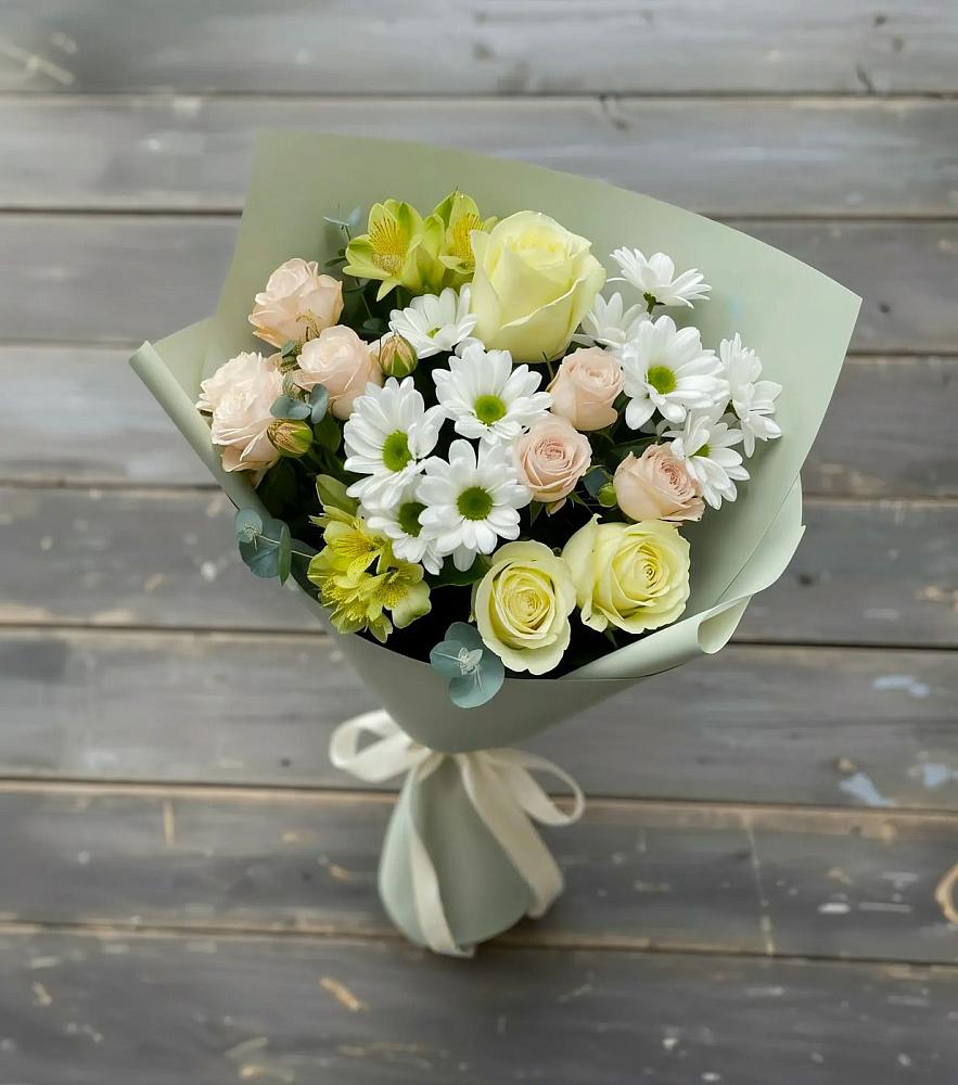 Букет цветов из: Альстромерии, Розы и Хризантемы в Зональной Станции