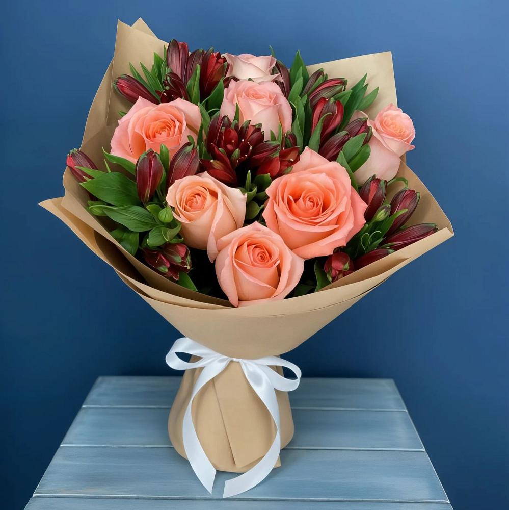 Букет цветов из: Розы и Альстромерии в Зональной Станции