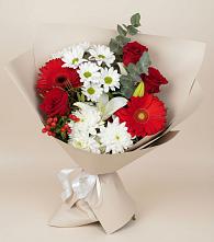 Букет цветов из:  Розы, Хризантемы, Герберы и Лилии в Зональной Станции