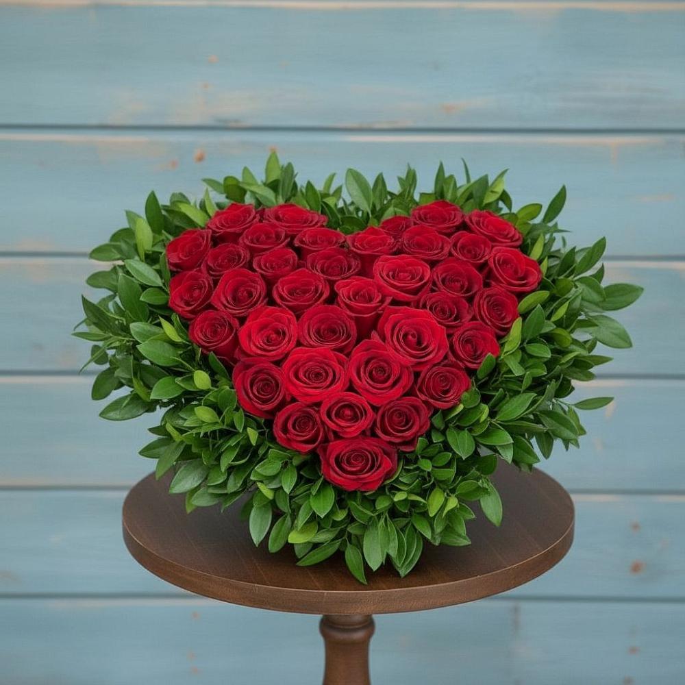 Цветочная композиция из Розы в виде сердца в Зональной Станции