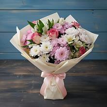 Букет цветов из:  Хризантемы, Альстромерии и Розы в Зональной Станции