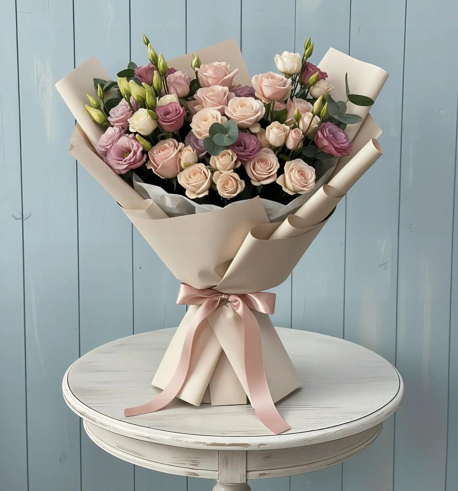 Букет цветов из: Розы и Лизиантусы в Зональной Станции