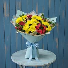 Букет цветов из:  Альстромерии и Хризантемы #REPLACE_PRED# Зональной Станции
